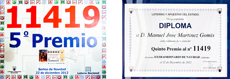 quinto premio loteria de navidad premiados en el año 2009